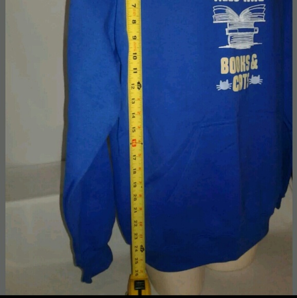 Gildan Blue Hoodie Long Sleeve Sweater - Picture 4 of 7